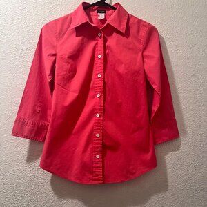 J Crew Women's Pink Button Down 3/4 Sleeve Collared Blouse Size XS‎